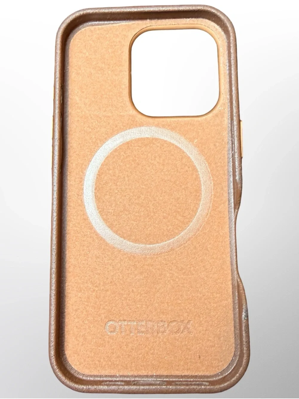 OtterBox Symmetry Leather MagSafe Case iPhone 16 Pro – Rich Brown Cactus Design